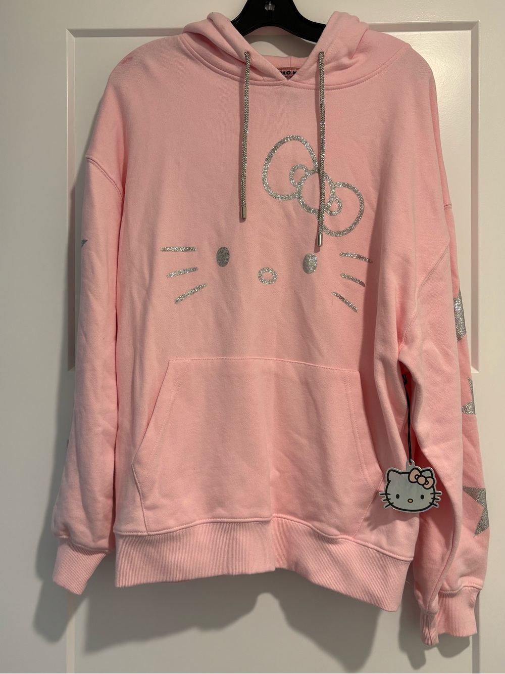 Sanrio Pink Hello Kitty Glitter Pullover Hoodie 50th Anniversary Kawaii